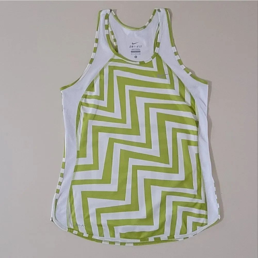Nike Women's Dri-FIT Green Chevron Running Tank Top